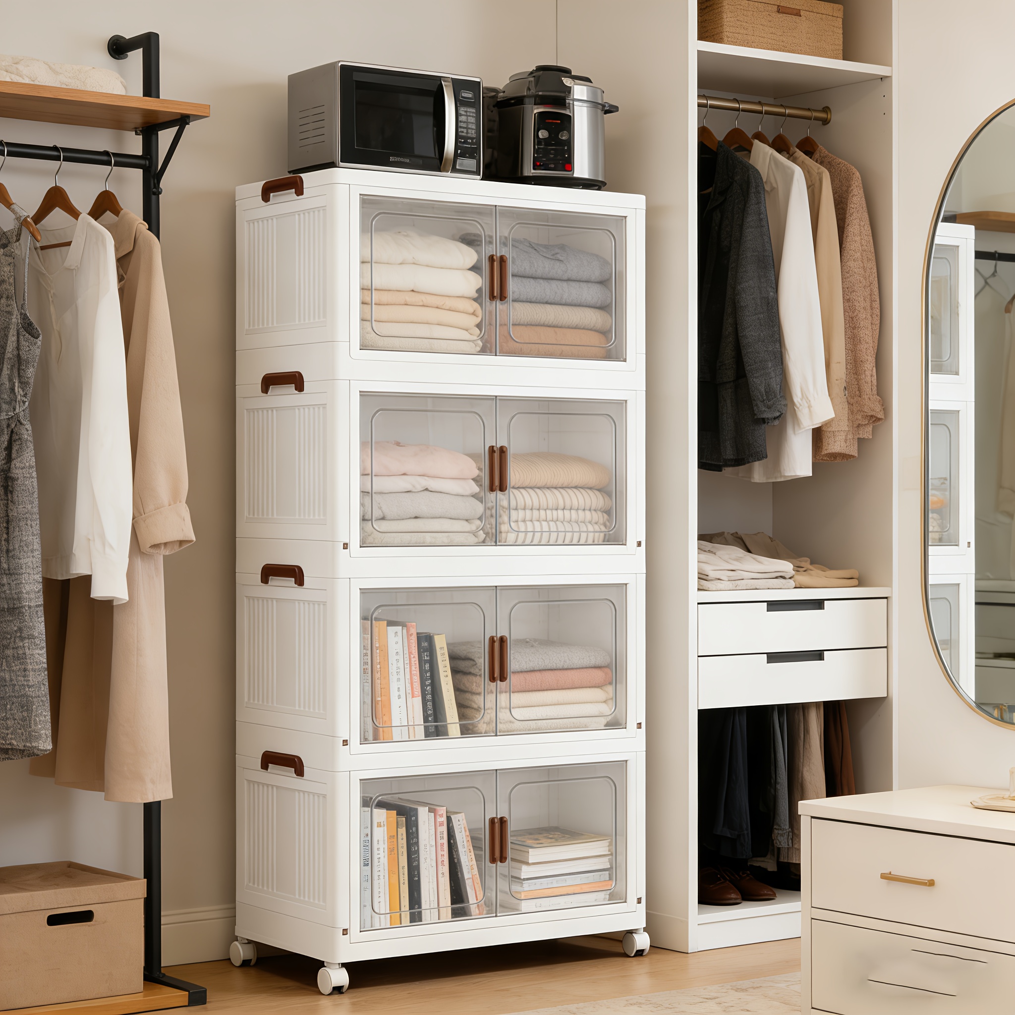 Home Bathroom Door Design - 1/2/3/4/5 Layers Collapsible Lockers, Plastic Clutter