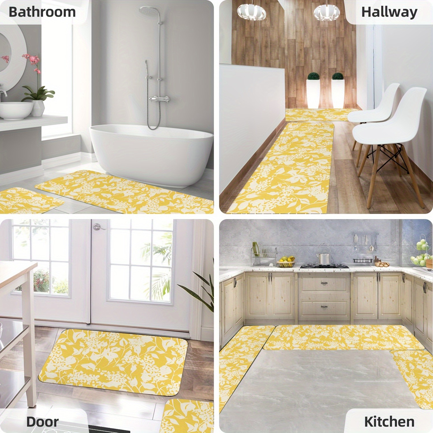 Home Bathroom Door Design - 1PC Flower and Leaves Pattern Kitchen