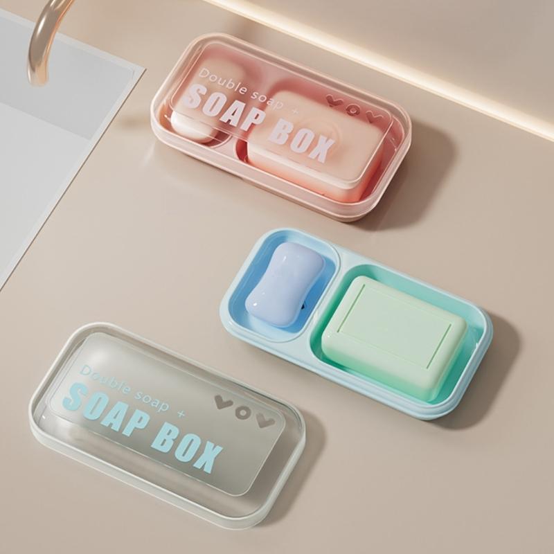 Home Essentials Bathroom Storage - Double Compartment Soap Holder Box With