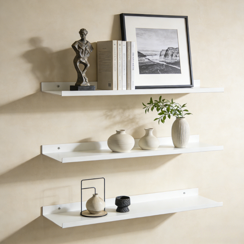 Home Kitchen Bathroom Marketing - Metal Floating Shelves Wall Mounted Storage