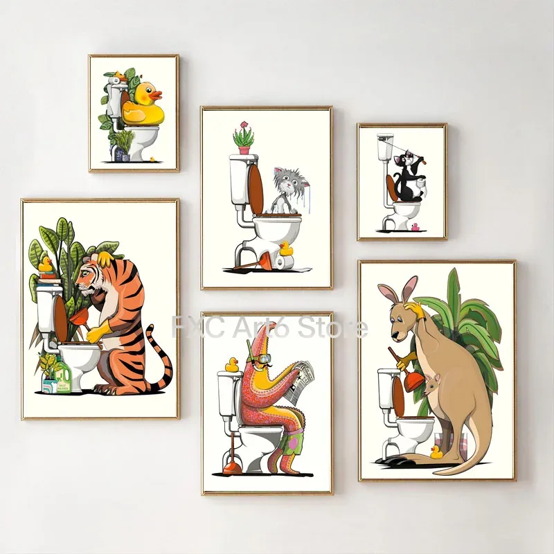 1PCS Frameless Fun Bathroom An - Home Bathroom Wallpaper บทวิจารณ์และราคา
