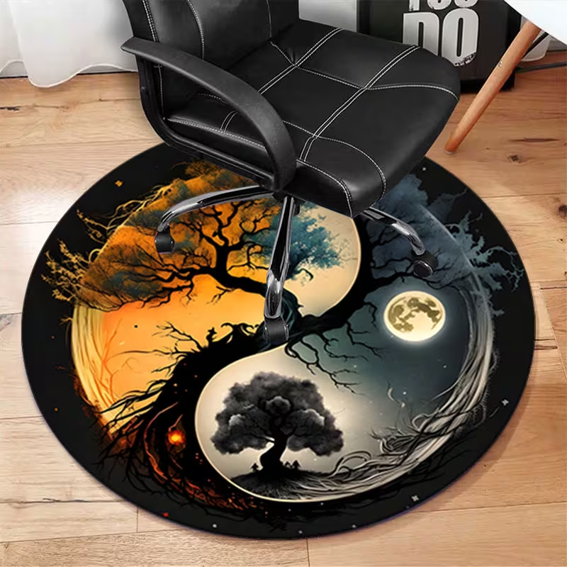Yin Yang Tree of Life Round Ru - Home Bathroom Door Design บทวิจารณ์และราคา