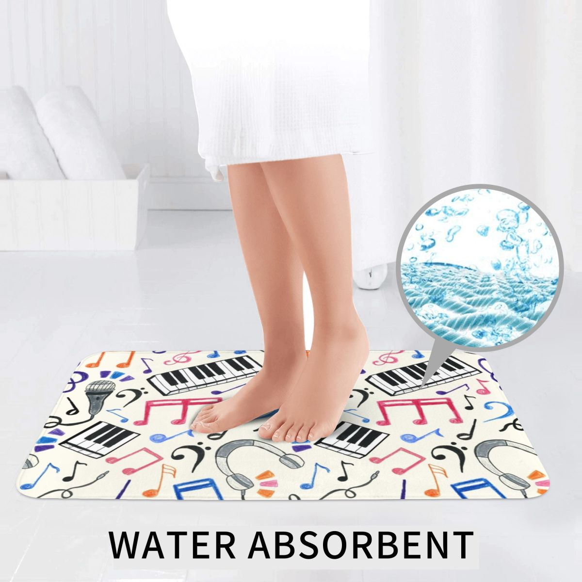 Good Beats - Music Notes & Sym - Home Goods Bathroom Rugs บทวิจารณ์และราคา