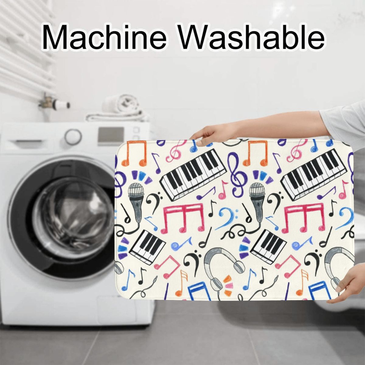 Good Beats - Music Notes & Sym - Home Goods Bathroom Rugs บทวิจารณ์และราคา