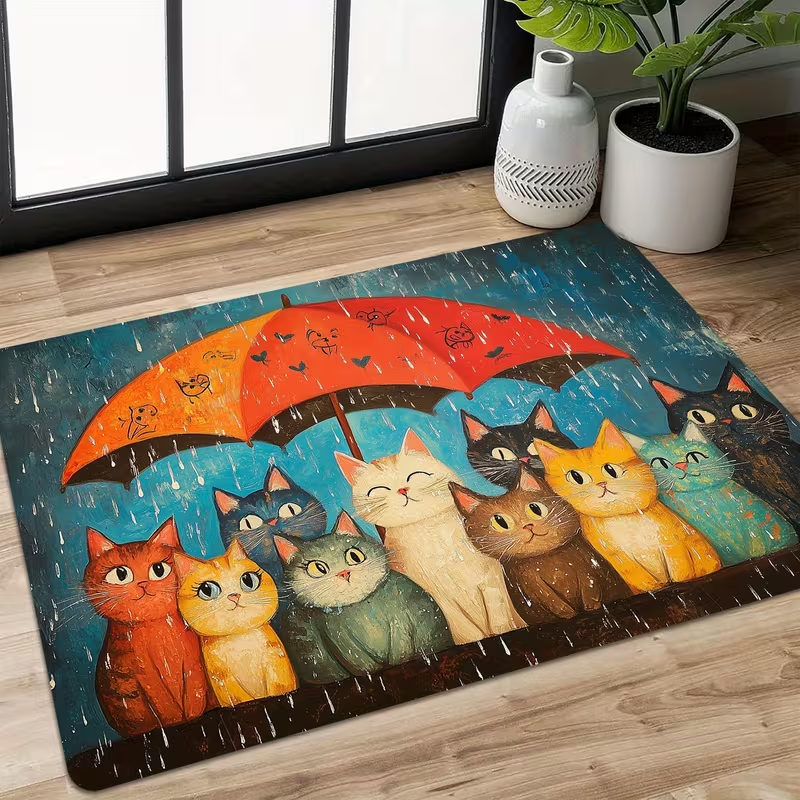 1pc Cat-Themed Floor Mat for E - Zara Home Bathroom Rug บทวิจารณ์และราคา