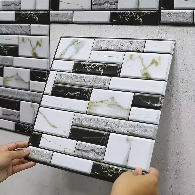 5/10pcs Self Adhesive Tile Wal - Home Bathroom Wallpaper บทวิจารณ์และราคา