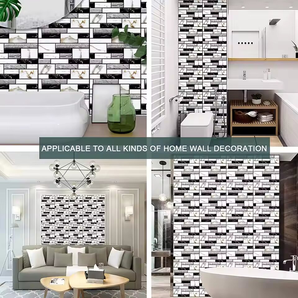 5/10pcs Self Adhesive Tile Wal - Home Bathroom Wallpaper บทวิจารณ์และราคา