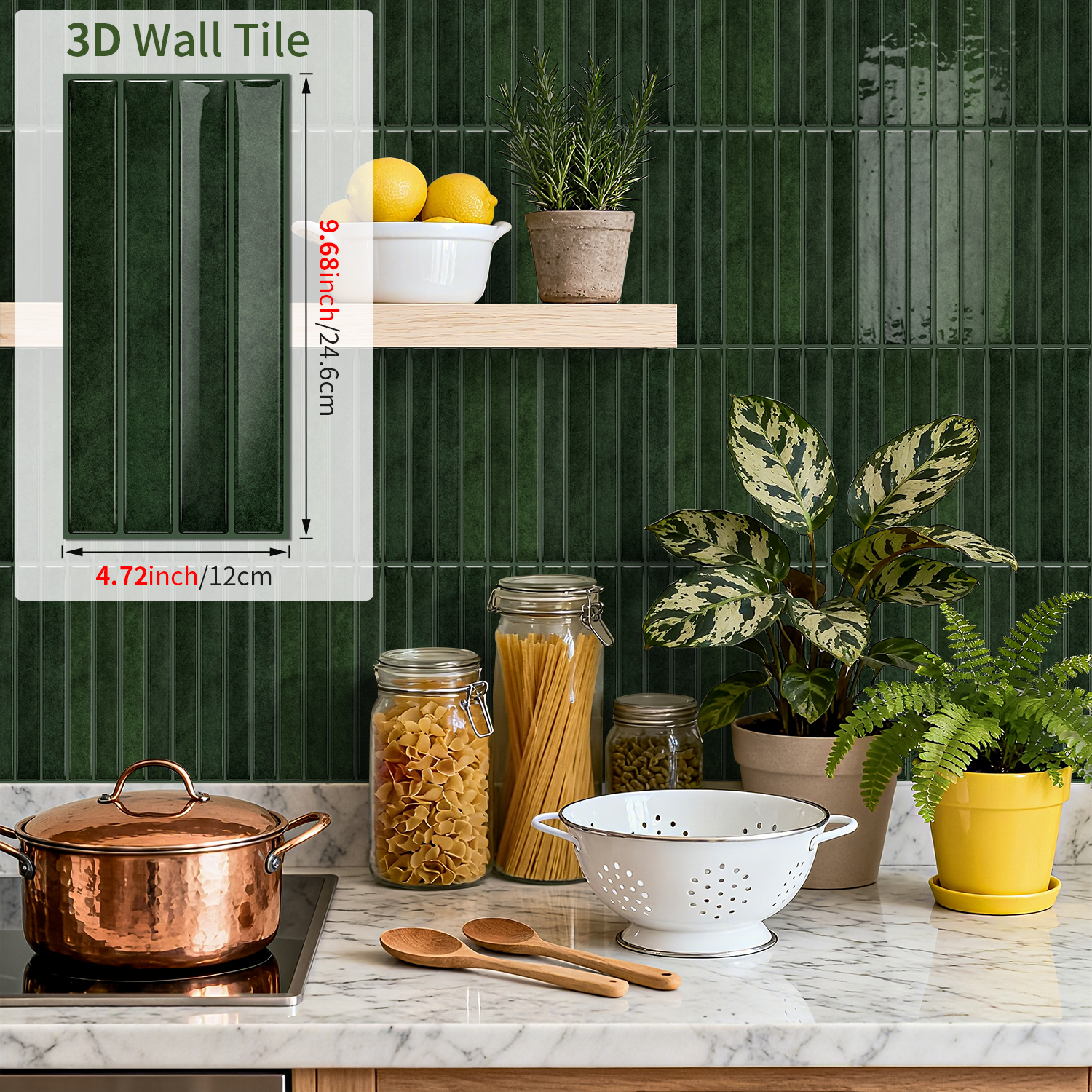12/24/36pcs 3D Mosaic Self-Adh - Home Bathroom Wallpaper บทวิจารณ์และราคา