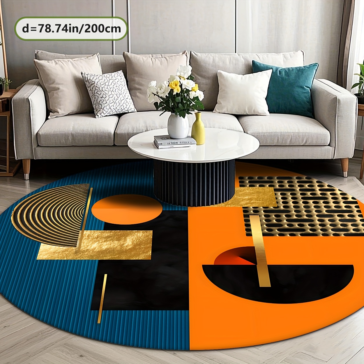 Orange Blue Gold Abstract Geom - Home Bathroom Door Design บทวิจารณ์และราคา