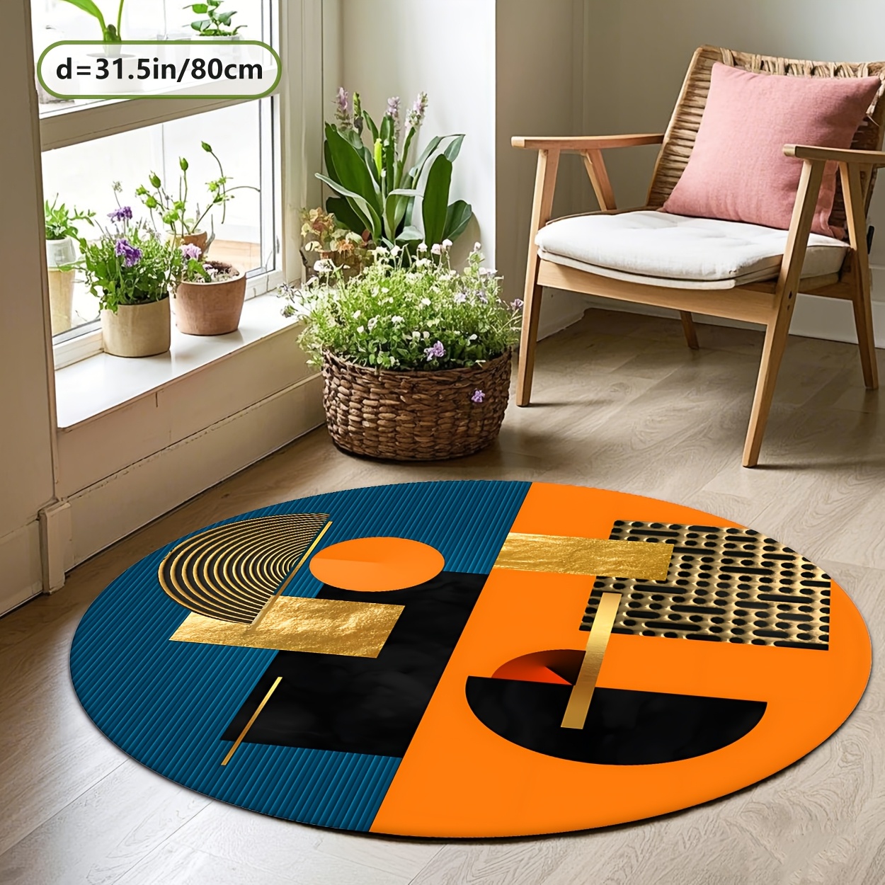 Orange Blue Gold Abstract Geom - Home Bathroom Door Design บทวิจารณ์และราคา