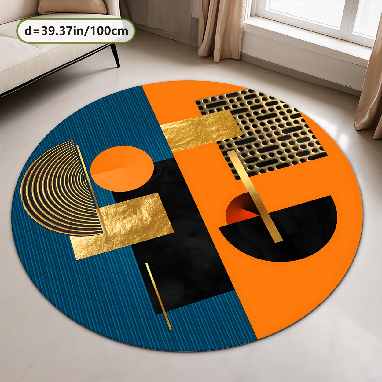 Orange Blue Gold Abstract Geom - Home Bathroom Door Design บทวิจารณ์และราคา
