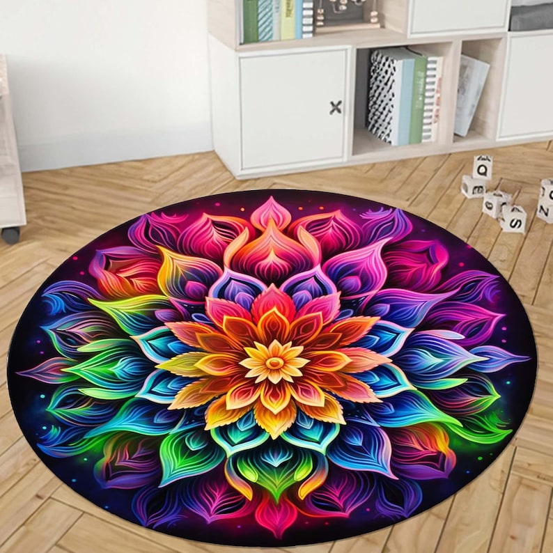 Rainbow Mandala Round Rug, Flo - Home Bathroom Door Design บทวิจารณ์และราคา