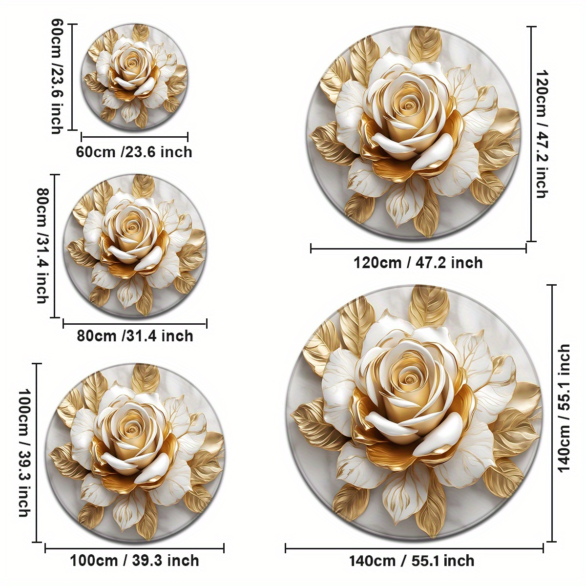 White Gold Rose Round Rug, Lux - Home Bathroom Door Design บทวิจารณ์และราคา