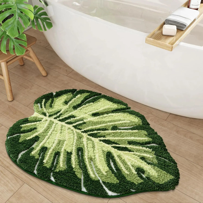VIKAMA Small Fresh Green Leaf  - Zara Home Bathroom Rug บทวิจารณ์และราคา