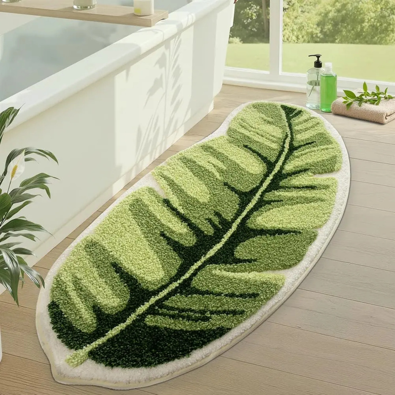 VIKAMA Small Fresh Green Leaf  - Zara Home Bathroom Rug บทวิจารณ์และราคา