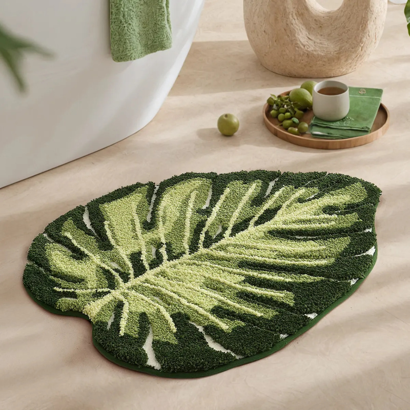VIKAMA Small Fresh Green Leaf  - Zara Home Bathroom Rug บทวิจารณ์และราคา