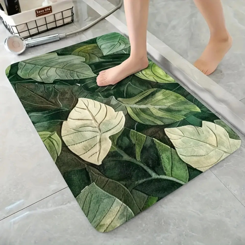 VIKAMA Forest Tropical Leaf Ba - Zara Home Bathroom Rug บทวิจารณ์และราคา