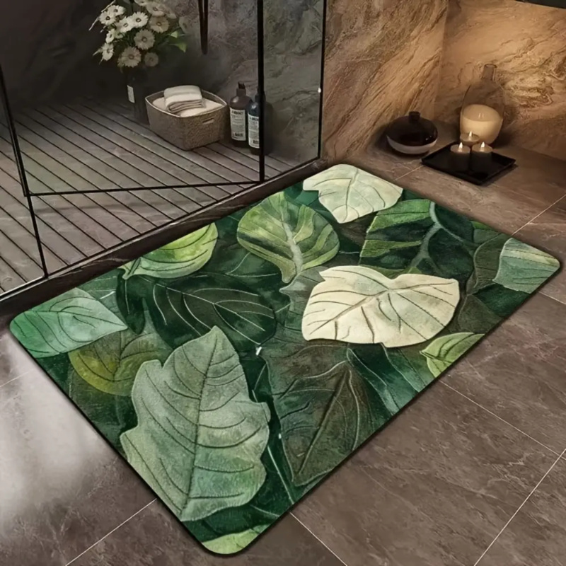 VIKAMA Forest Tropical Leaf Ba - Zara Home Bathroom Rug บทวิจารณ์และราคา