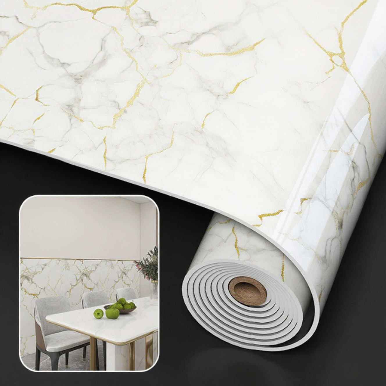1 Roll Marble Thick Foam Imita - Home Bathroom Wallpaper บทวิจารณ์และราคา