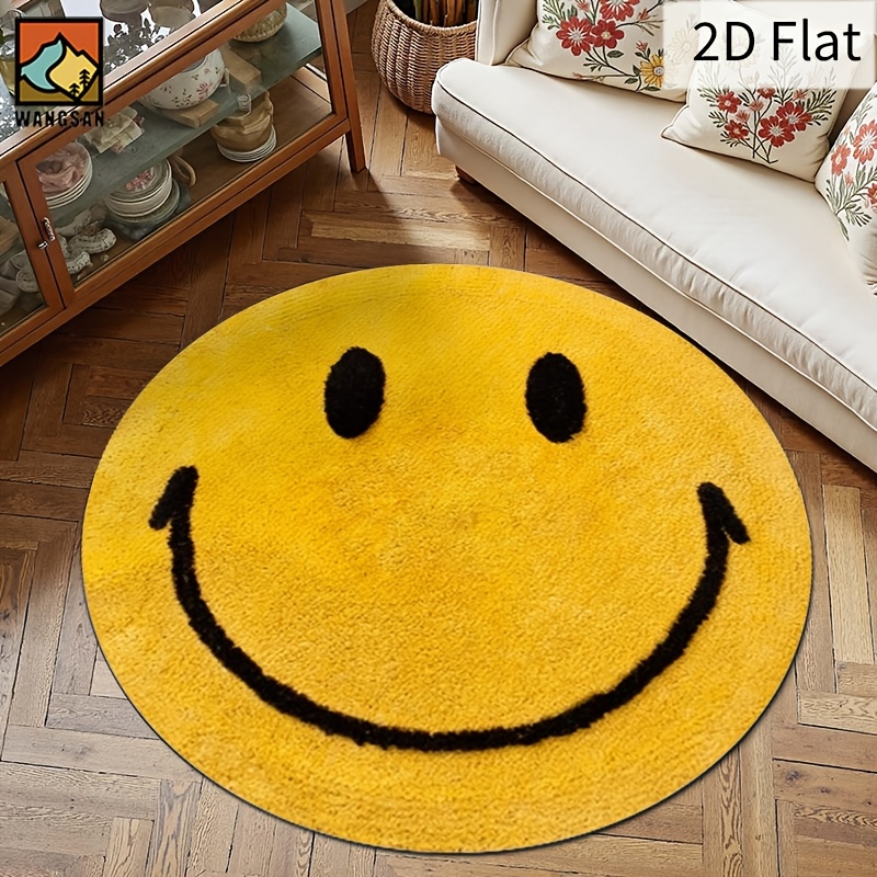 2D Round Flannel Rug Smiley Fa - Home Bathroom Door Design บทวิจารณ์และราคา