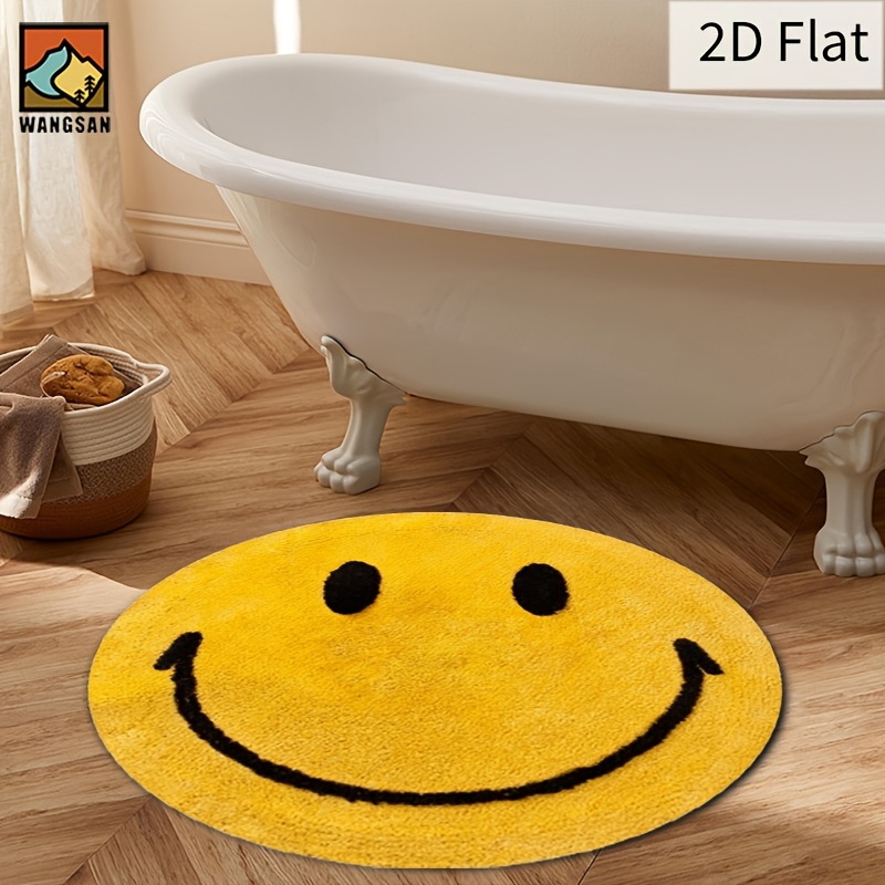 2D Round Flannel Rug Smiley Fa - Home Bathroom Door Design บทวิจารณ์และราคา