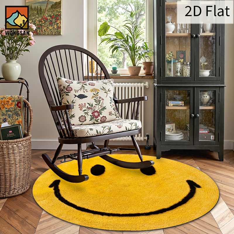 2D Round Flannel Rug Smiley Fa - Home Bathroom Door Design บทวิจารณ์และราคา