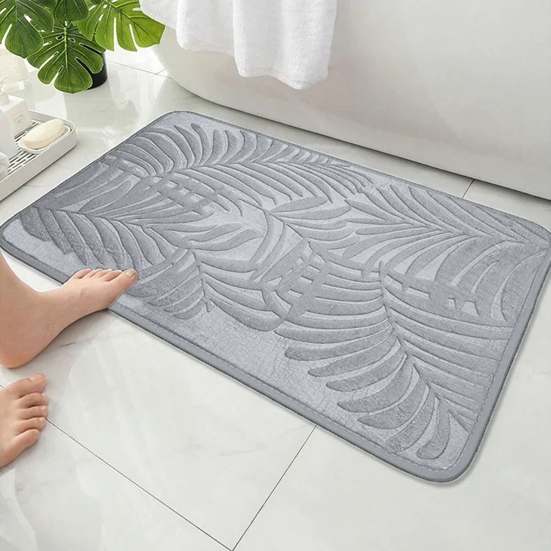 Embossed Palm Leaf Plant Print - Zara Home Bathroom Rug บทวิจารณ์และราคา