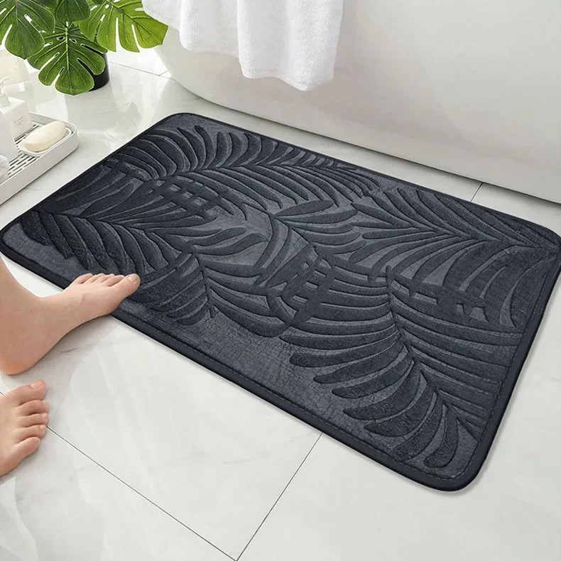 Embossed Palm Leaf Plant Print - Zara Home Bathroom Rug บทวิจารณ์และราคา