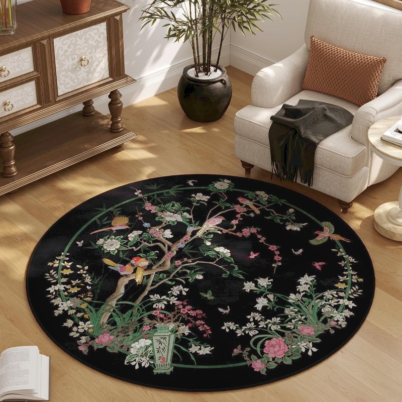 Chinese Floral Bird Pattern Ro - Zara Home Bathroom Rug บทวิจารณ์และราคา