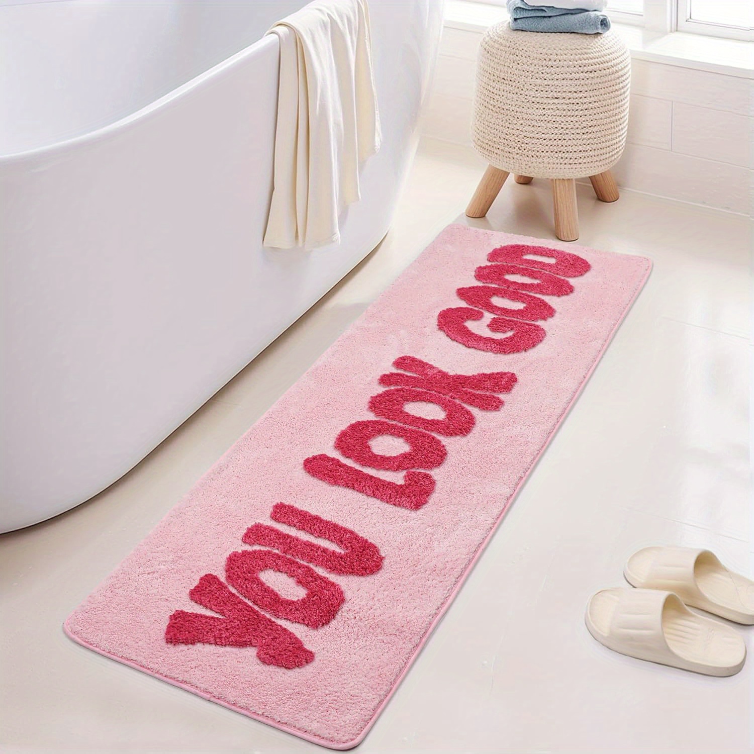 You Look Good Pink Carpet Bath - Home Goods Bathroom Rugs บทวิจารณ์และราคา