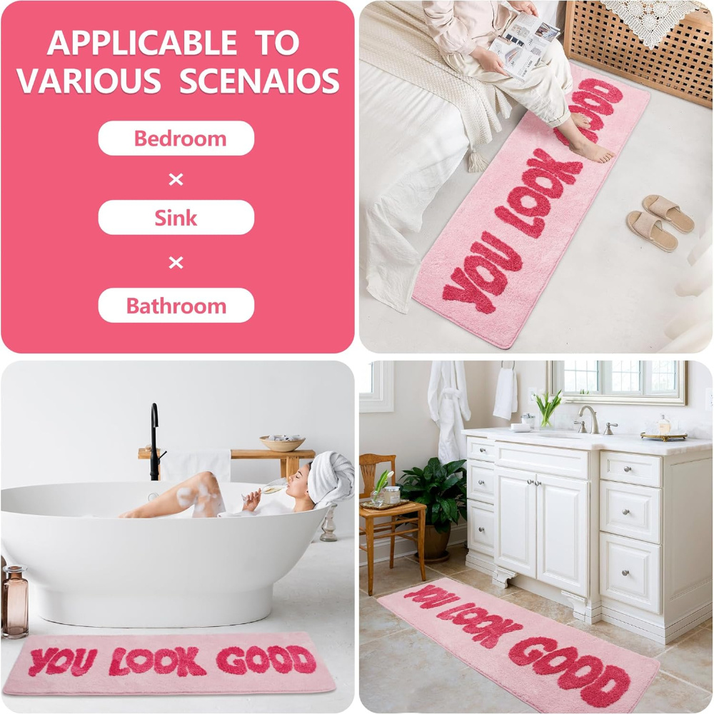 You Look Good Pink Carpet Bath - Home Goods Bathroom Rugs บทวิจารณ์และราคา