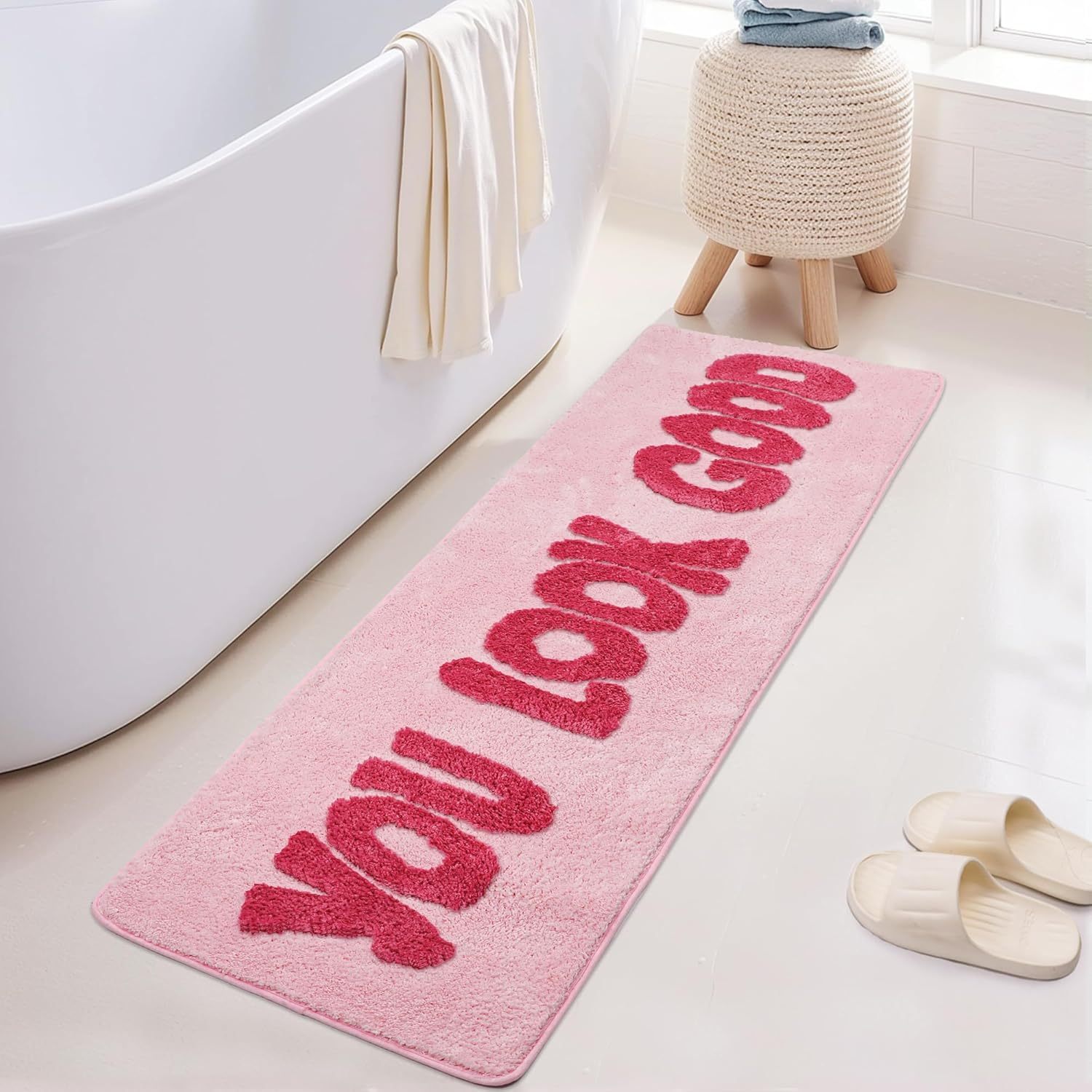 You Look Good Pink Carpet Bath - Home Goods Bathroom Rugs บทวิจารณ์และราคา