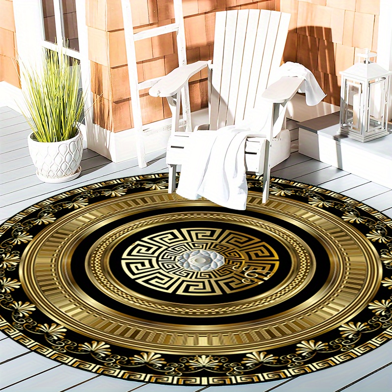 Greek Key Pattern Round Rug Fl - Home Bathroom Door Design บทวิจารณ์และราคา