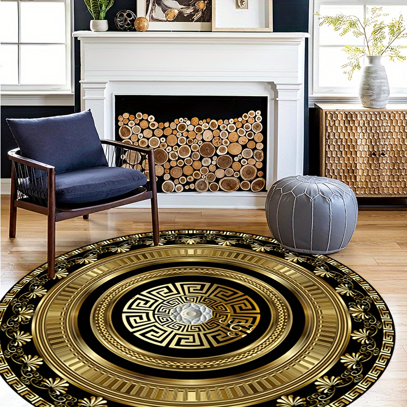 Greek Key Pattern Round Rug Fl - Home Bathroom Door Design บทวิจารณ์และราคา