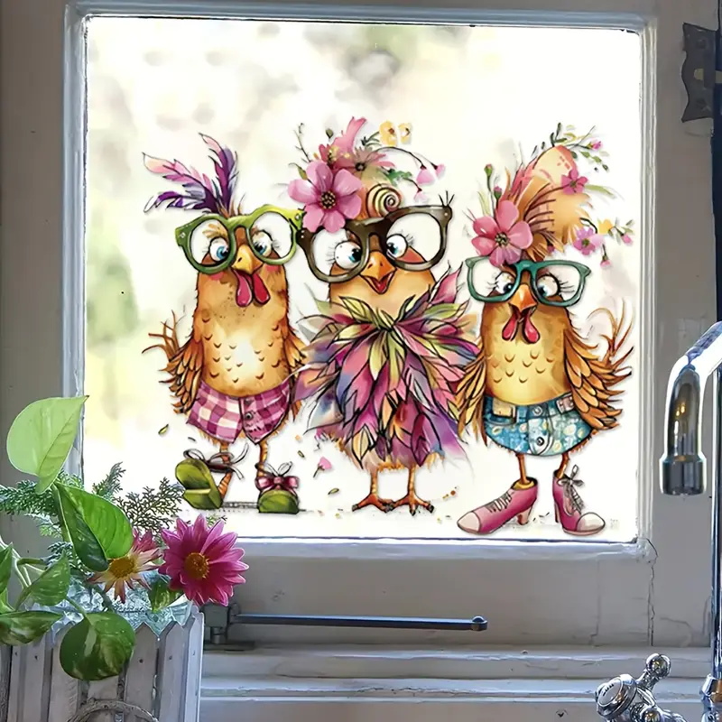 Three Funny Cartoon Chicks Wal - Home Bathroom Wallpaper บทวิจารณ์และราคา