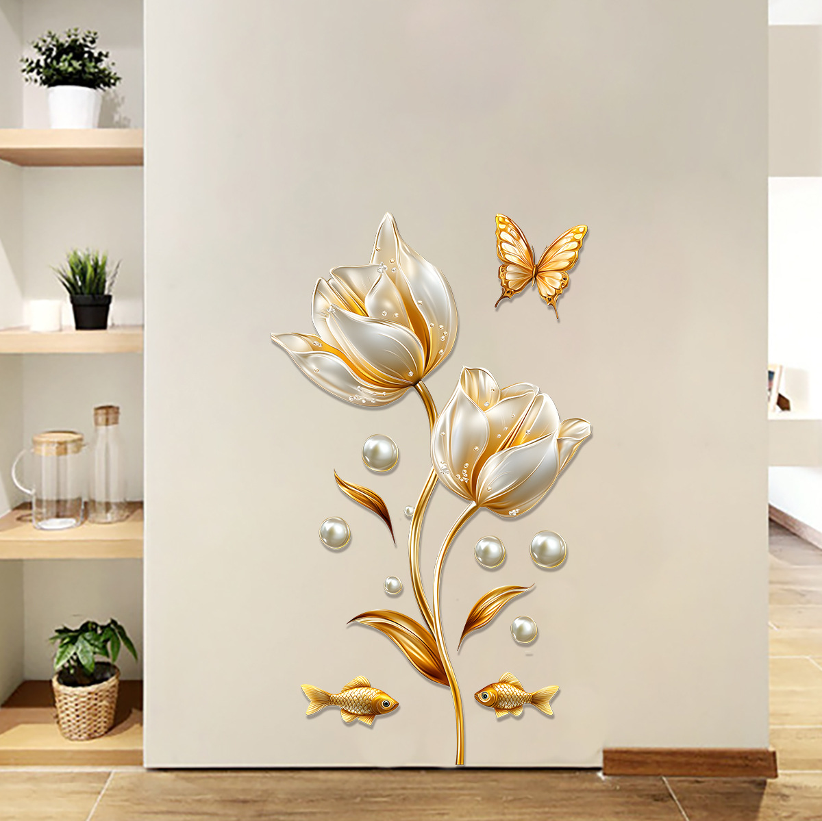 3D Tulip Wall Sticker Butterfl - Home Bathroom Wallpaper บทวิจารณ์และราคา