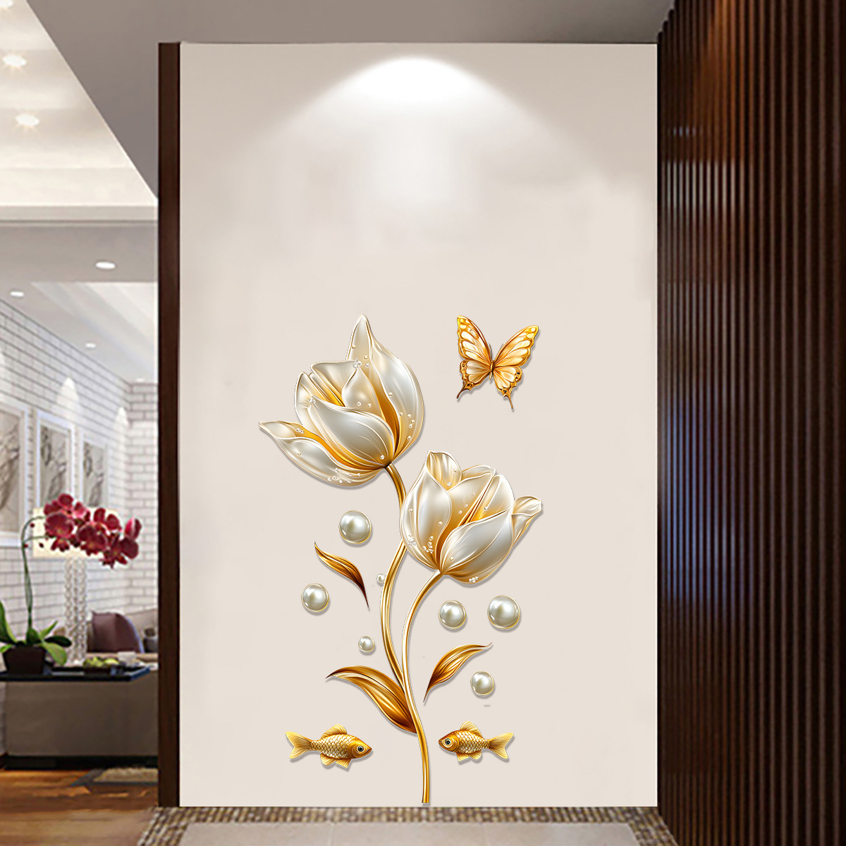 3D Tulip Wall Sticker Butterfl - Home Bathroom Wallpaper บทวิจารณ์และราคา