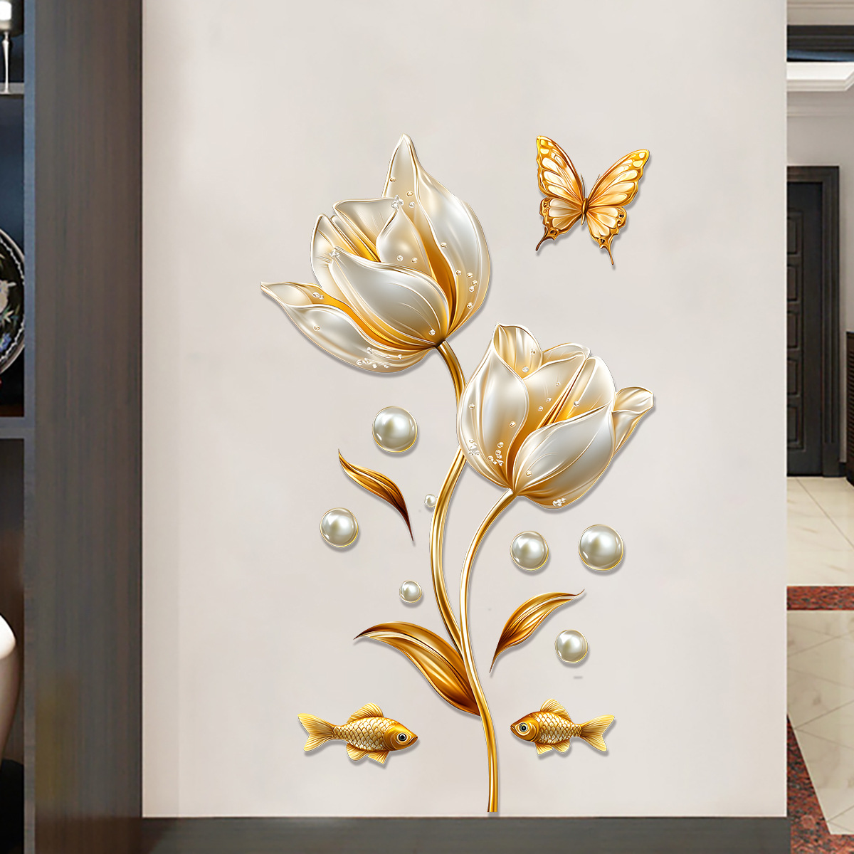 3D Tulip Wall Sticker Butterfl - Home Bathroom Wallpaper บทวิจารณ์และราคา