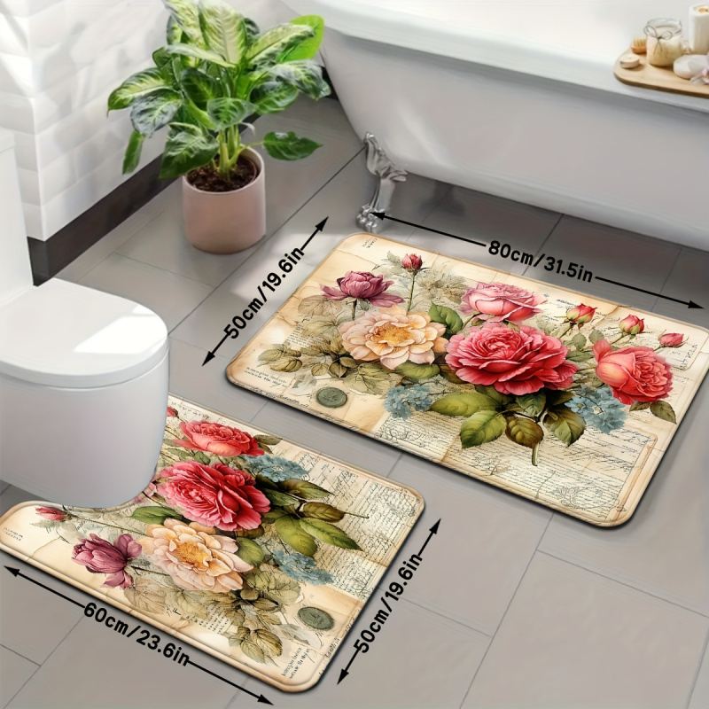 VIKAMA Vintage Floral Bath Mat - Zara Home Bathroom Rug บทวิจารณ์และราคา