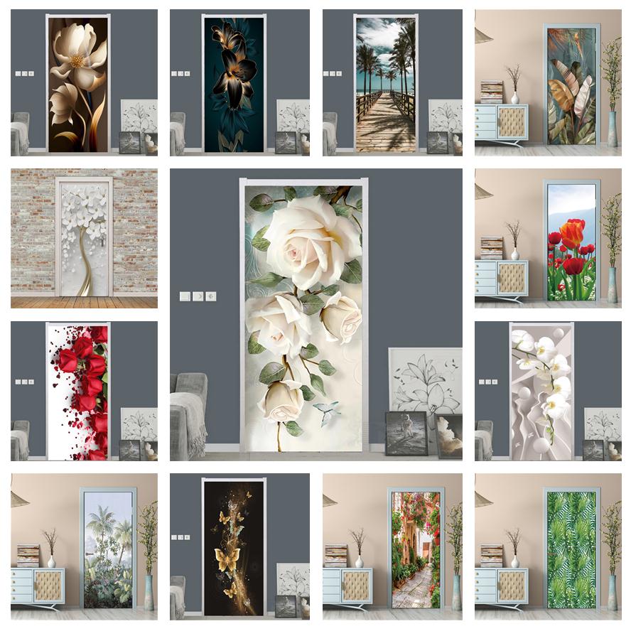 White Rose Flower Wallpaper Fo - Home Bathroom Door Design บทวิจารณ์และราคา