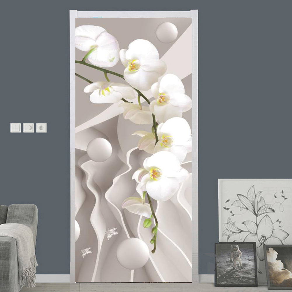 White Rose Flower Wallpaper Fo - Home Bathroom Door Design บทวิจารณ์และราคา