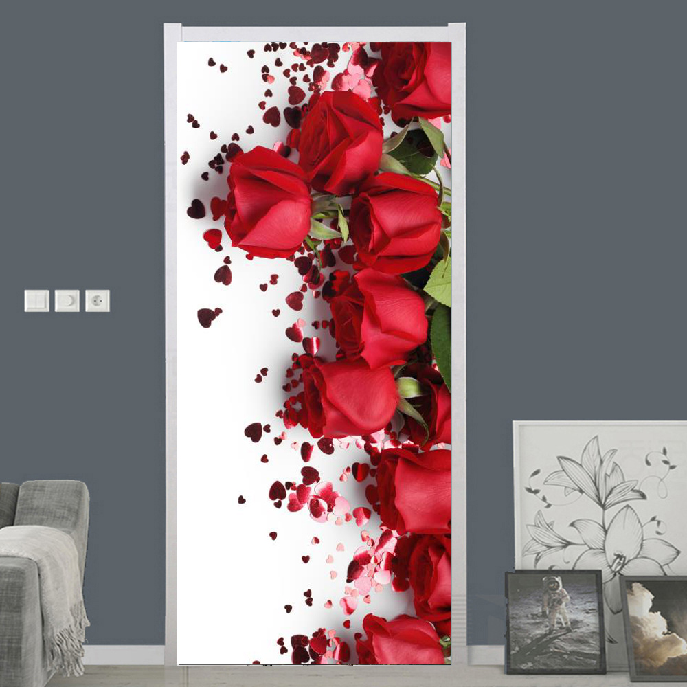 White Rose Flower Wallpaper Fo - Home Bathroom Door Design บทวิจารณ์และราคา