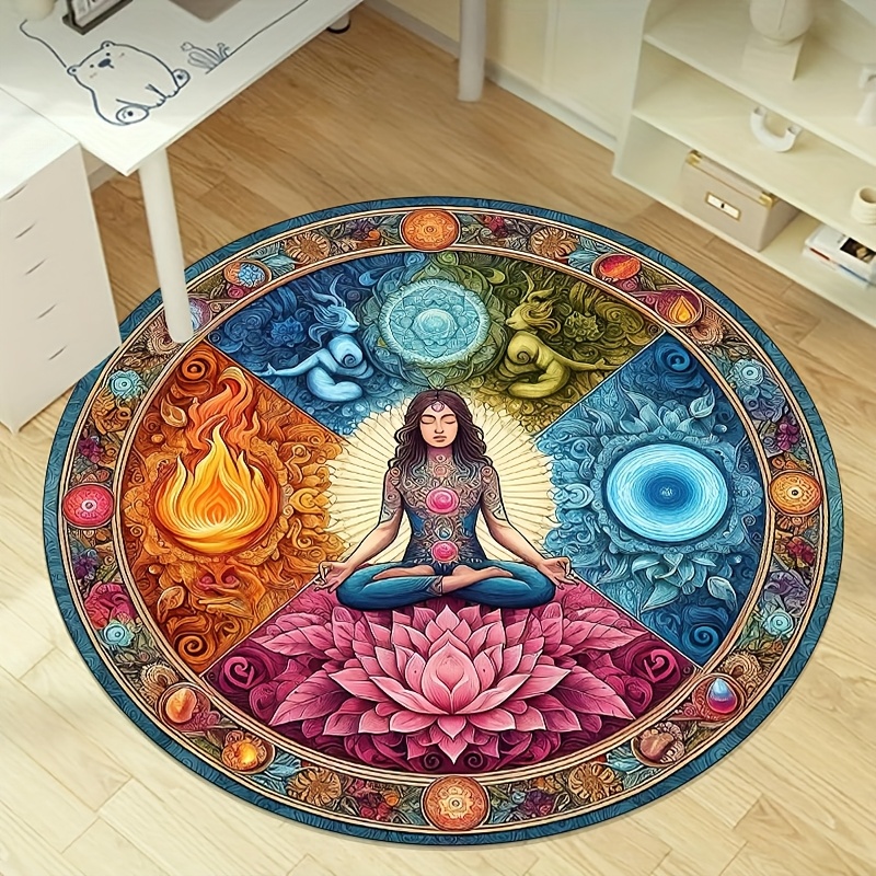 Chakra Lotus Round Rug Water & - Home Bathroom Door Design บทวิจารณ์และราคา