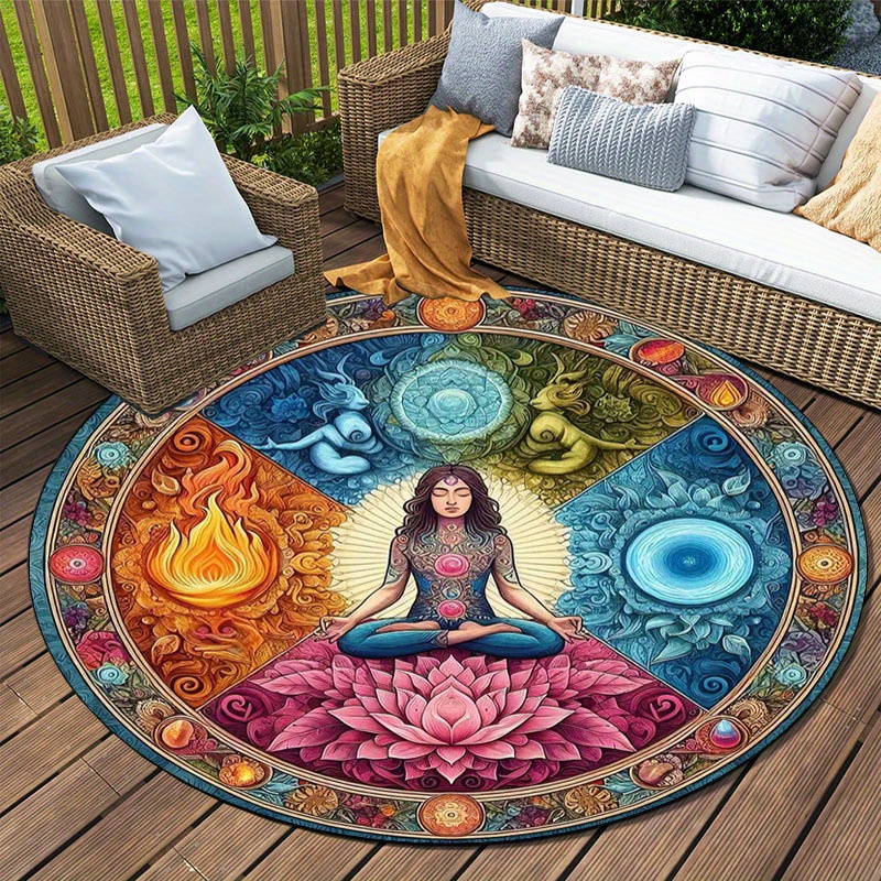 Chakra Lotus Round Rug Water & - Home Bathroom Door Design บทวิจารณ์และราคา
