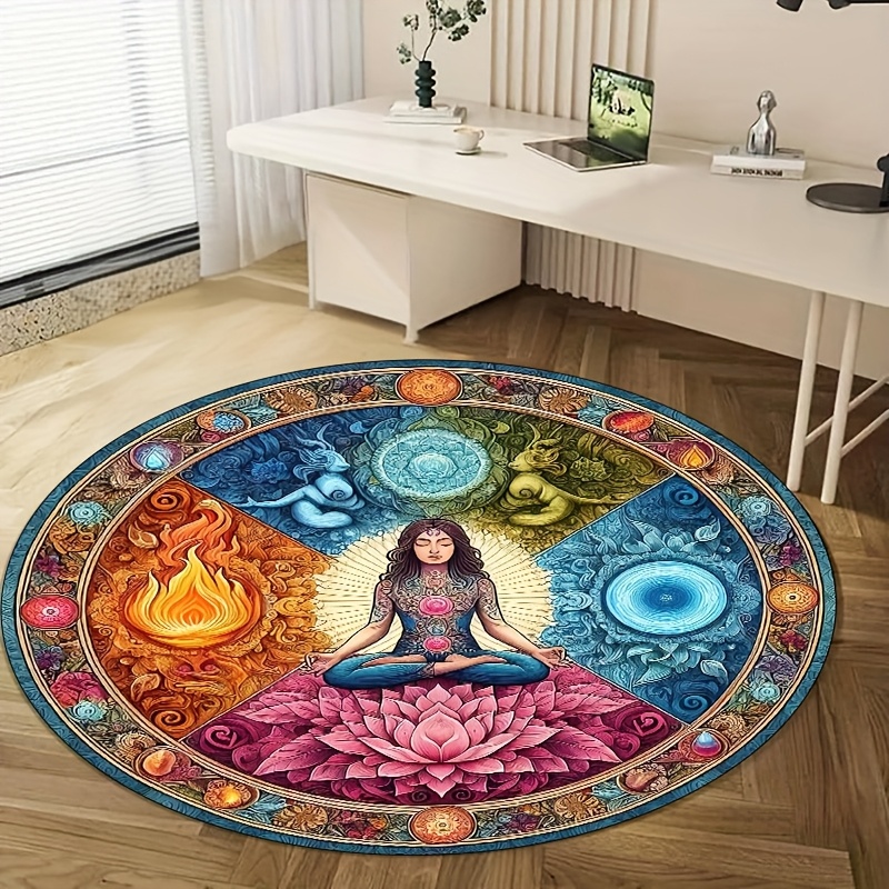 Chakra Lotus Round Rug Water & - Home Bathroom Door Design บทวิจารณ์และราคา